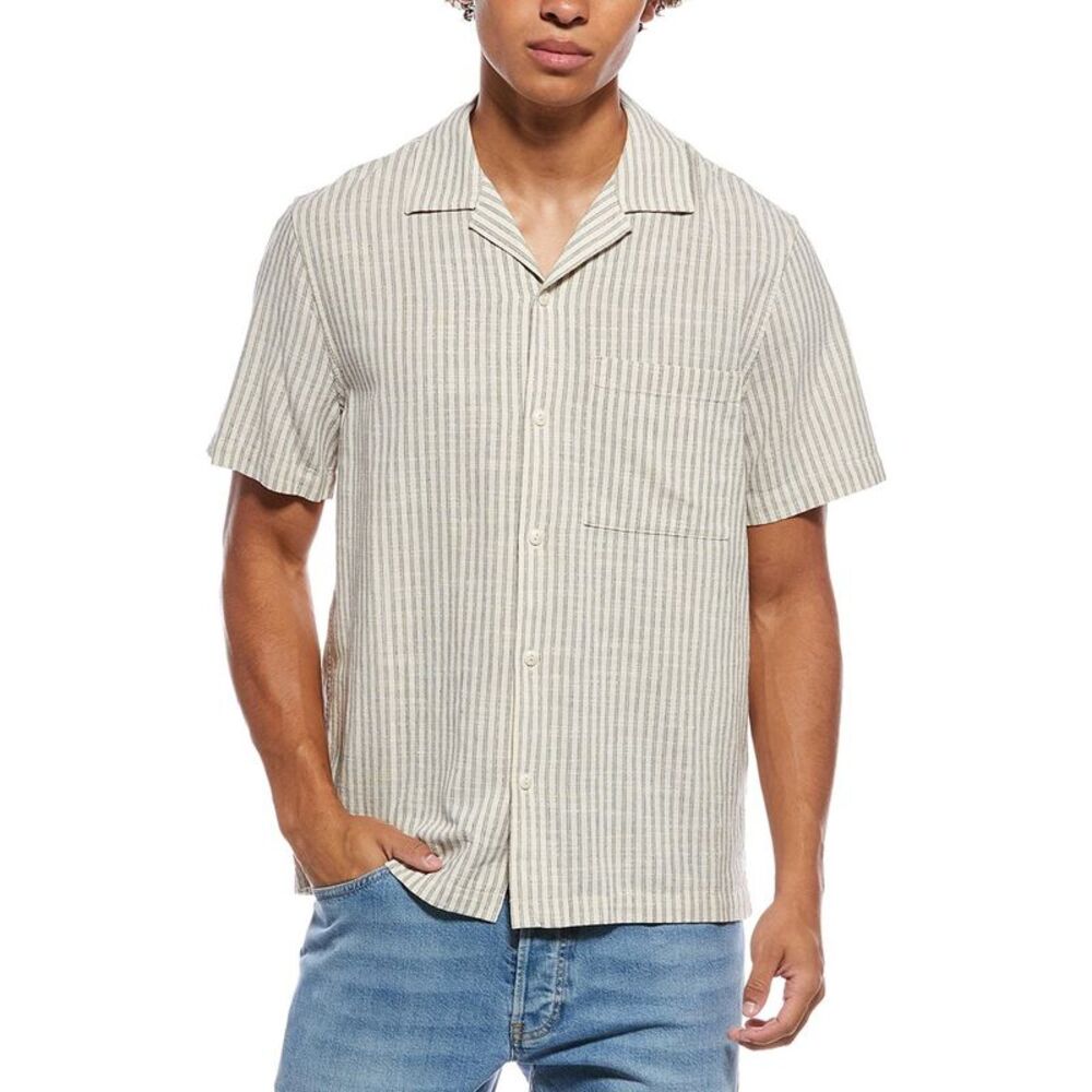 Madewell Mens  Woven Linen-Blend Shirt, Tan